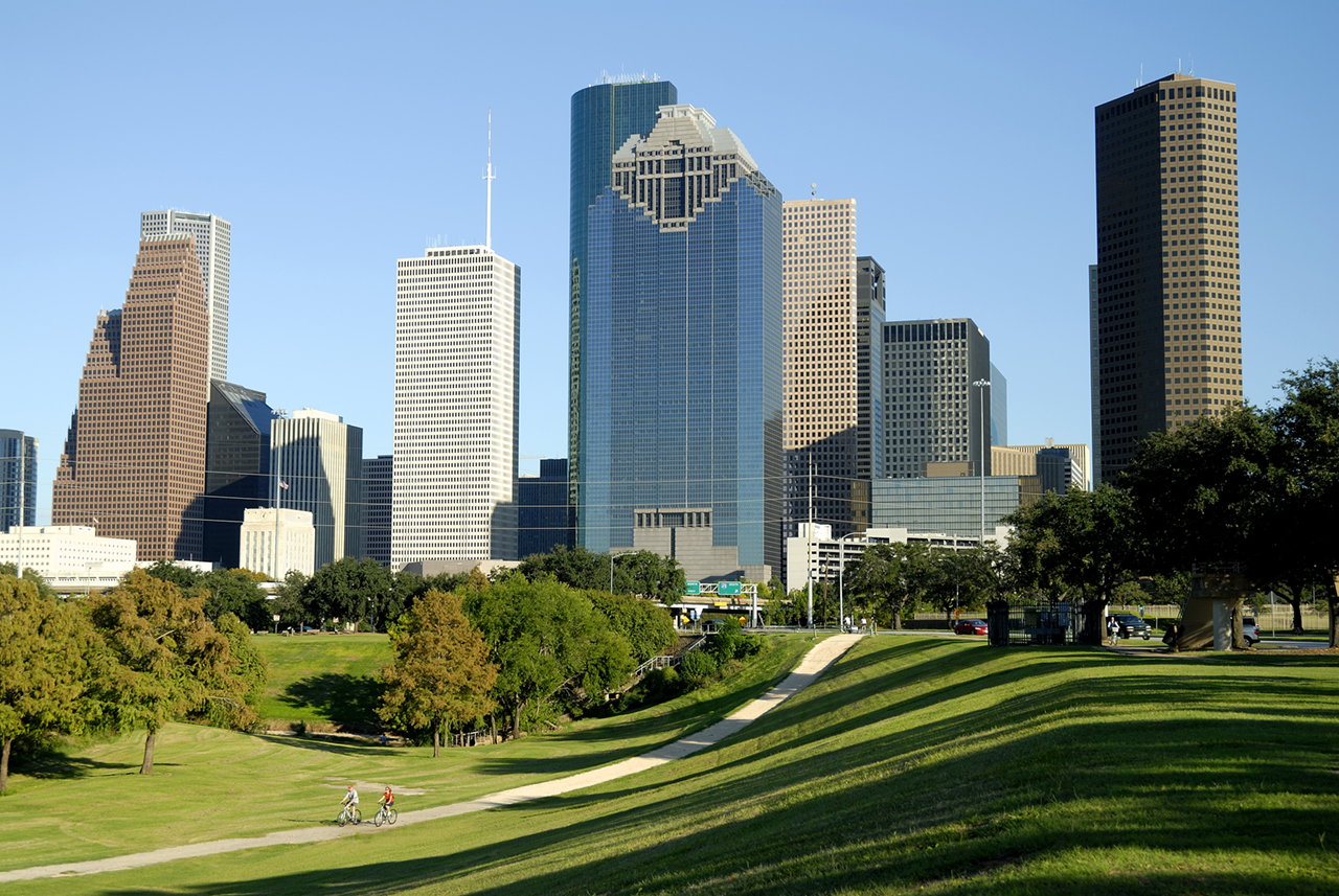 Sunny day on Houston, Texas skyline.